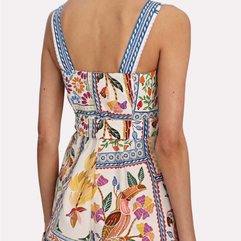 Farm Rio Tropical Tiles Belted Poplin Romper